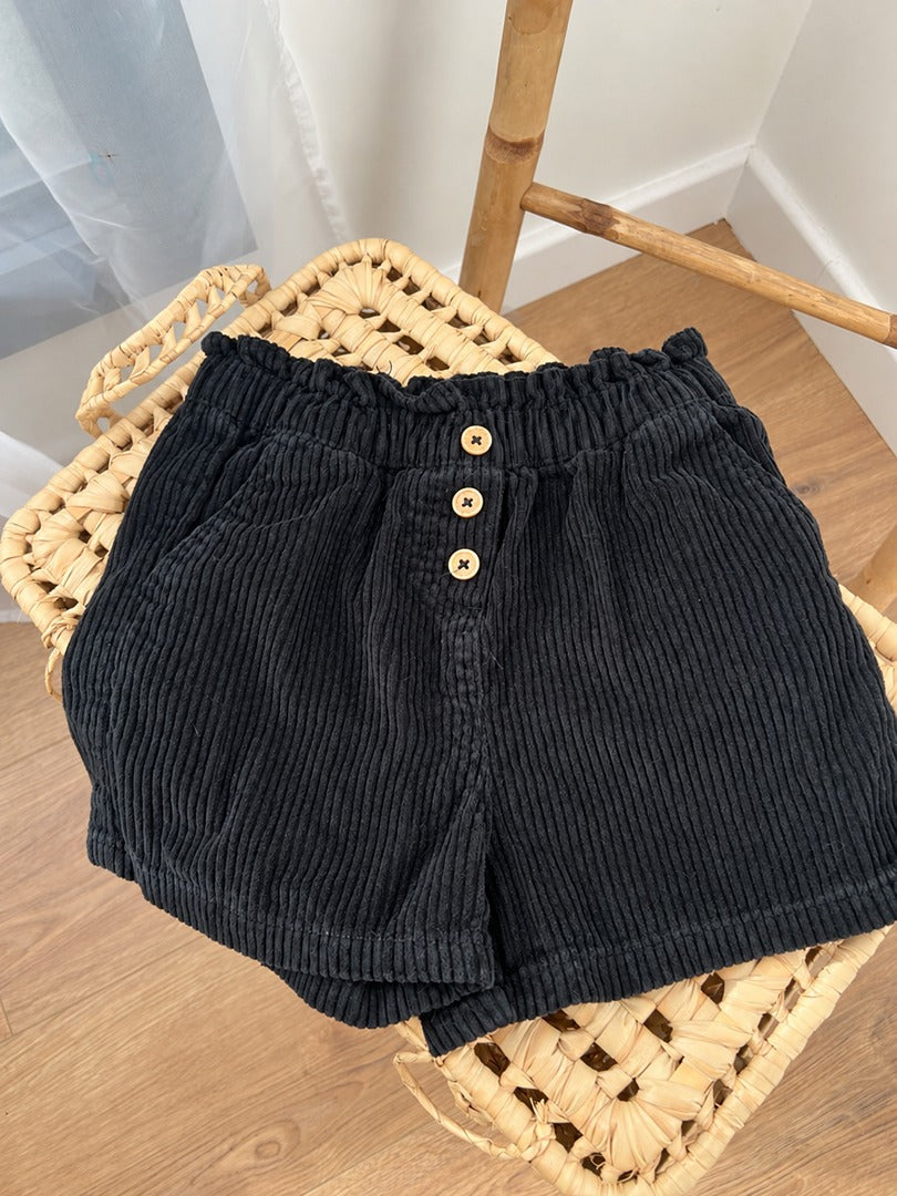 Short en velours côtelé fille Tape à l'oeil noir mi-saison 8 ans