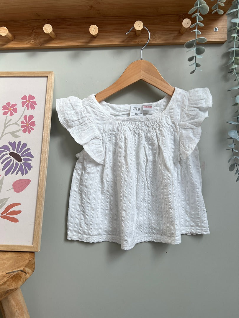 Top été fille Zara - 3/4 ans - blanc