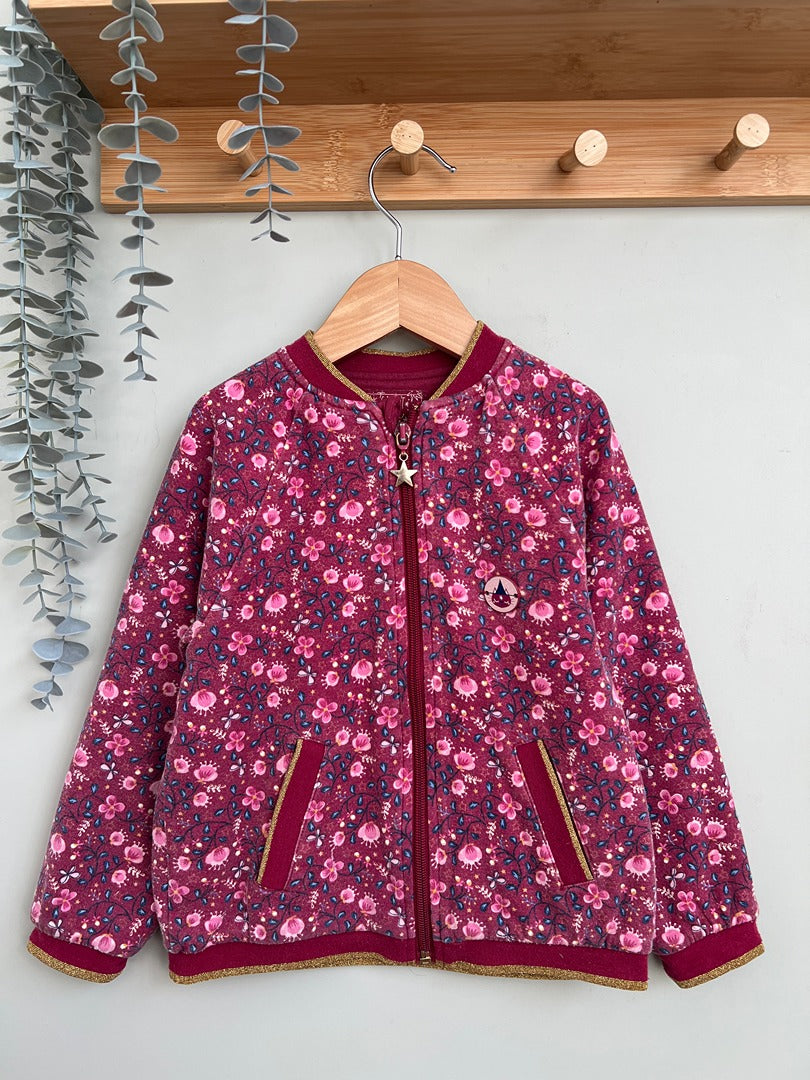 Veste zippée fille Sergent Major rose motifs floraux mi-saison manches longues 5 ans