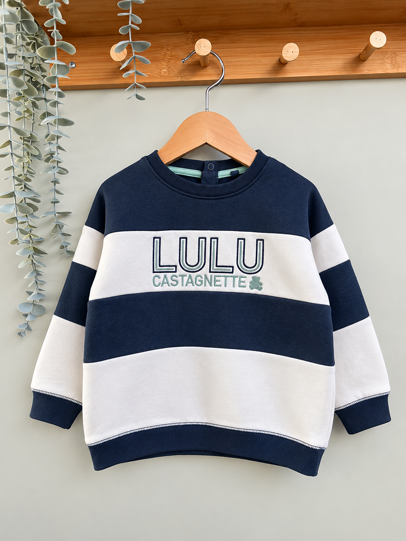 Sweat-shirt pull garçon Lulucastagnette bleu marine 3 ans manches longues mi-saison