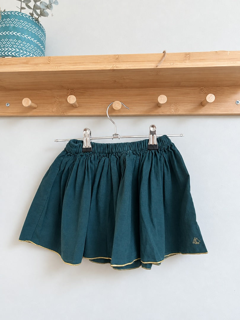 Jupe velours côtelé fille Petit Bateau vert hiver taille 3 ans