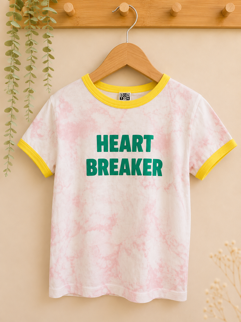 T-shirt fille Bonton 4 ans blanc rose été manches courtes