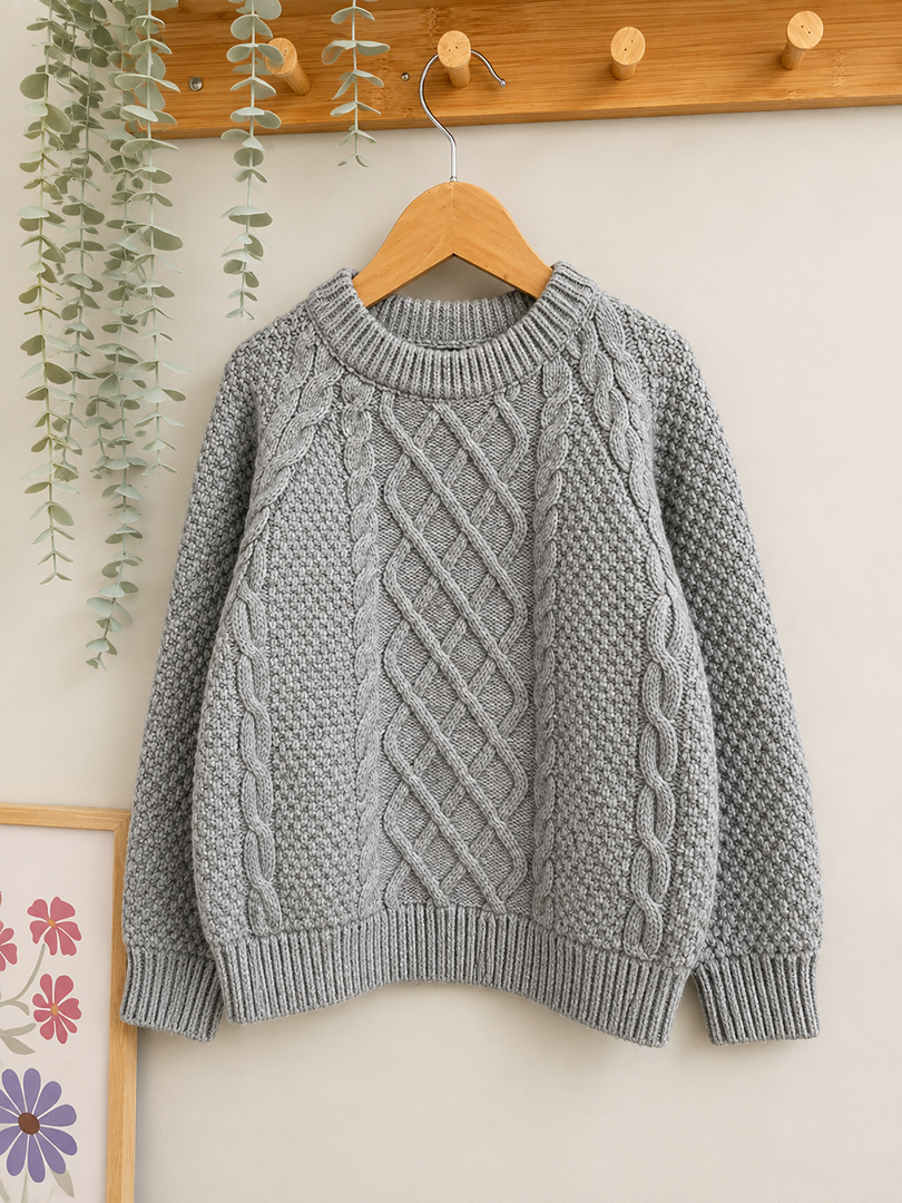 Pull en maille torsadée Kiabi 4 ans gris garçon hiver
