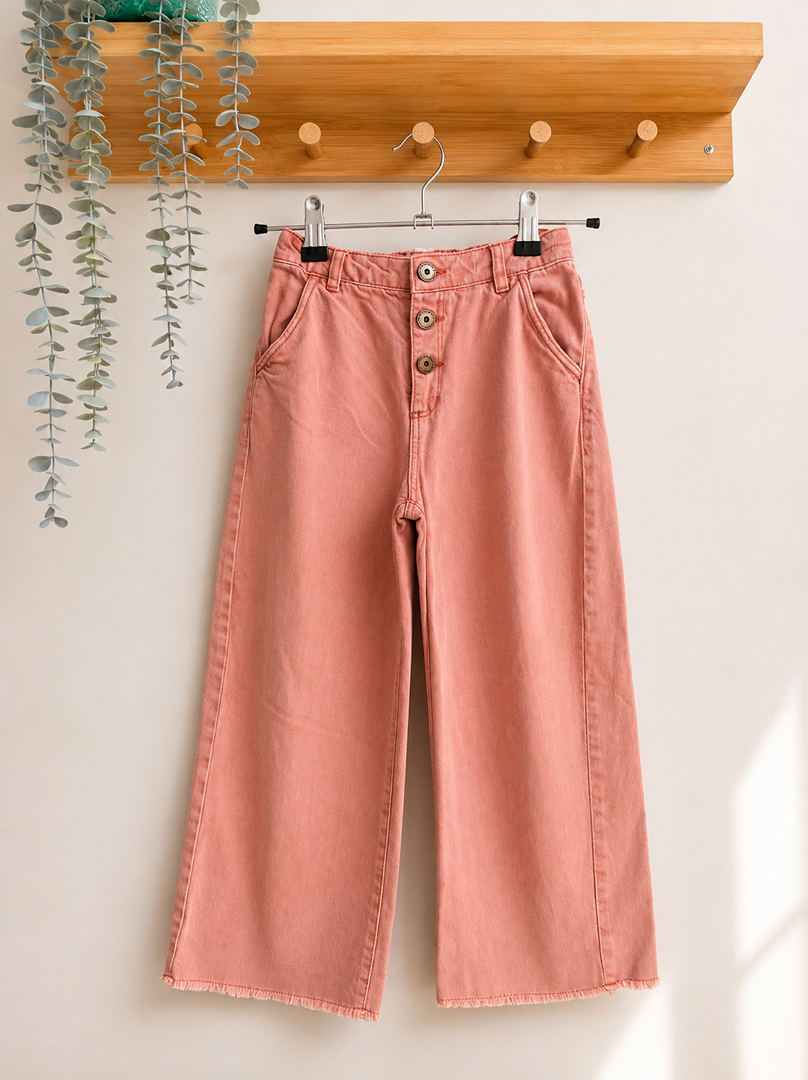Jean large fille Vertbaudet corail 7 ans mi-saison