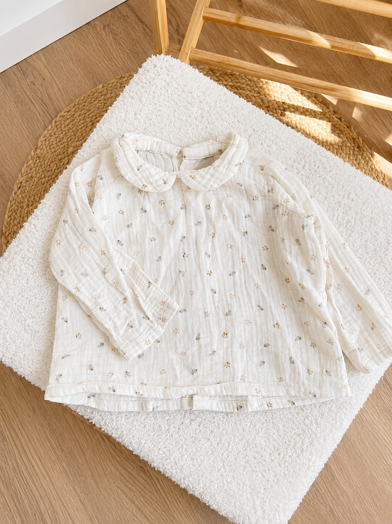 Blouse fille Le petit Gabin crème mi-saison manches longues 18 mois