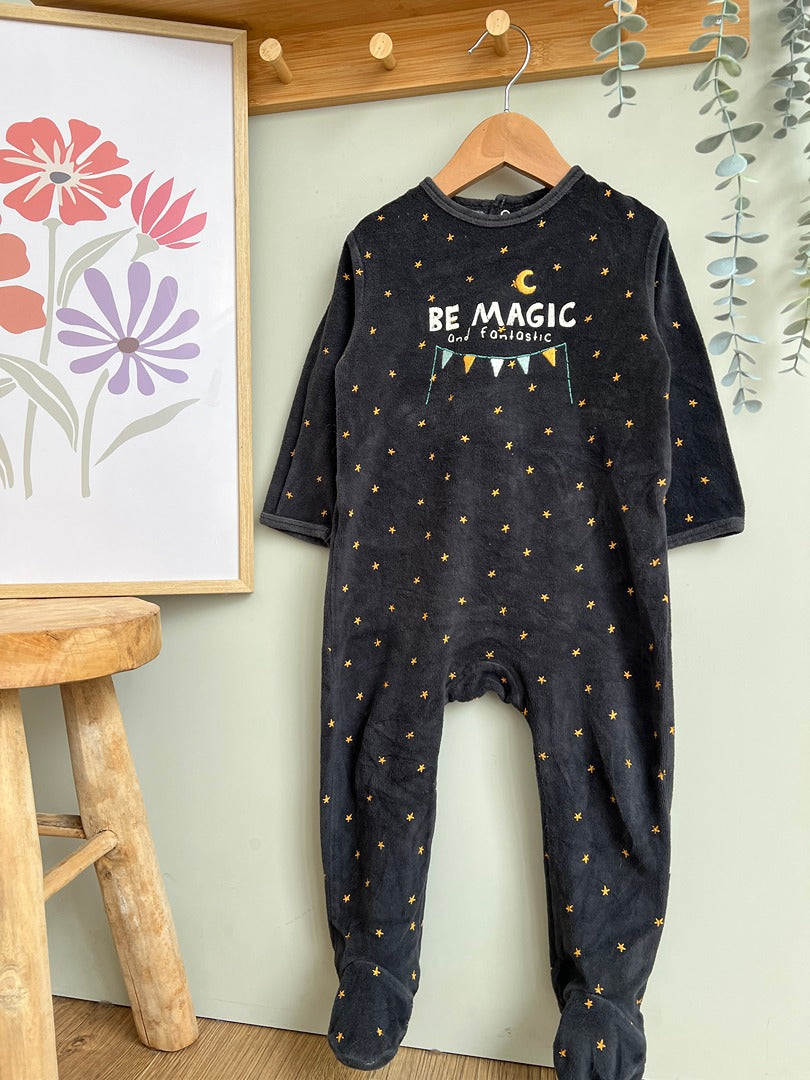 Pyjama 1 pièce velours Kiabi 2 ans gris étoiles garçon hiver