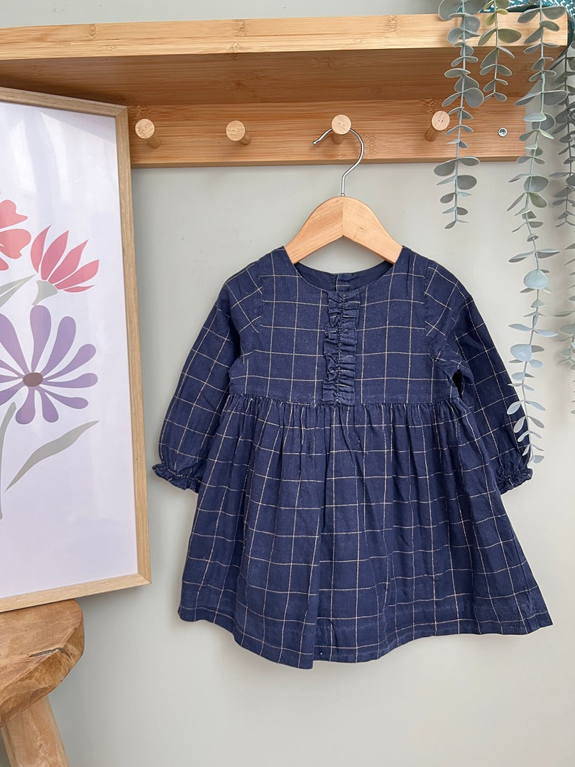 Robe Jacadi 18 mois fille bleu marine à carreaux manches longues