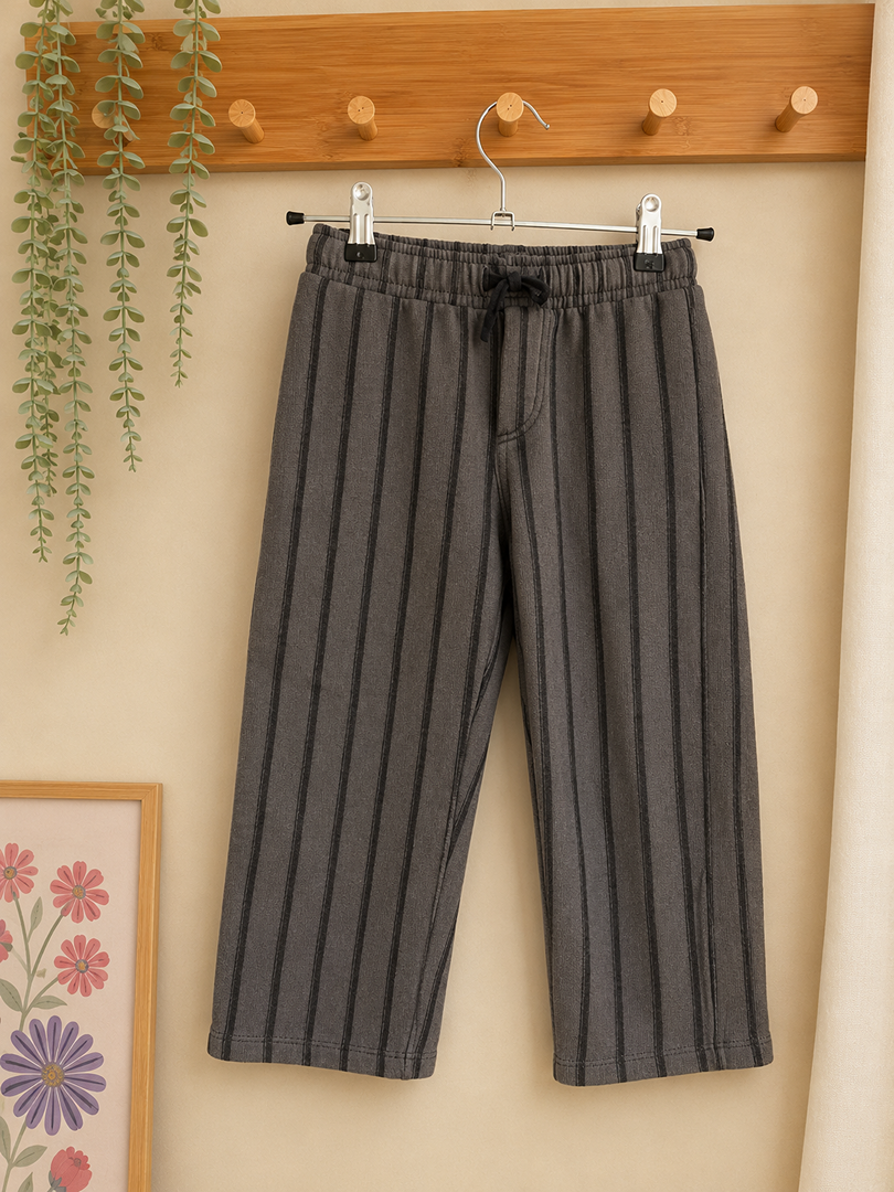 Pantalon jogging large gris rayé 4 ans garçon mi-saison