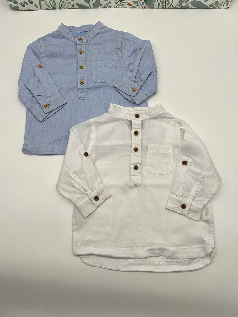 Lot 2 chemises col Mao garçon Kiabi - 6 mois - Bleu
