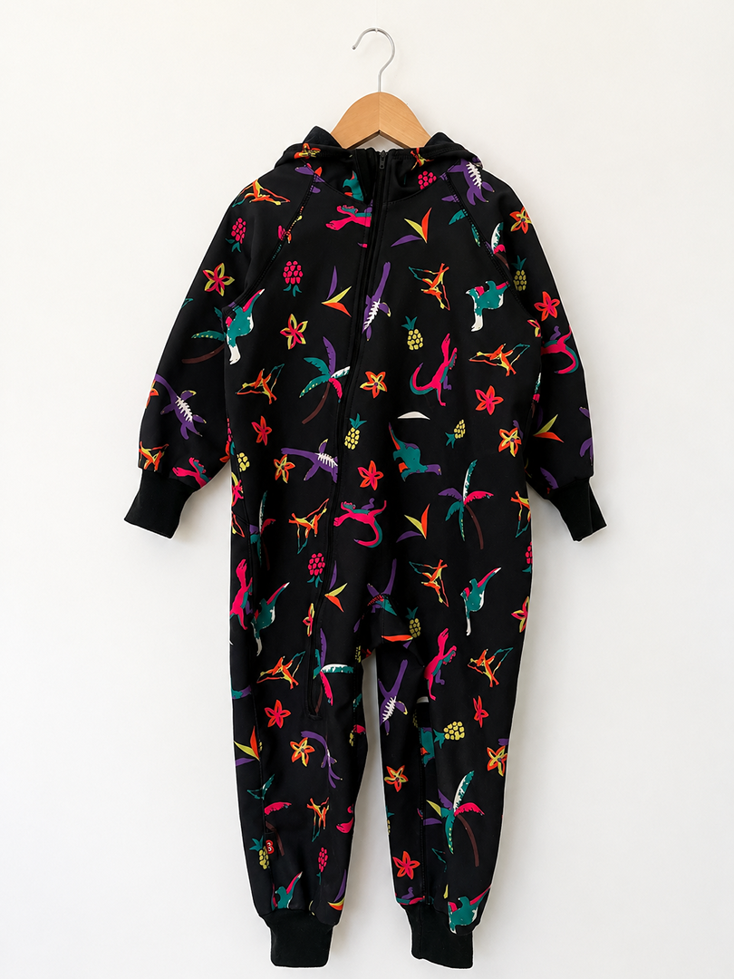 Combinaison de pluie softshell ielm 4 ans Noir garçon dinosaure mi-saison
