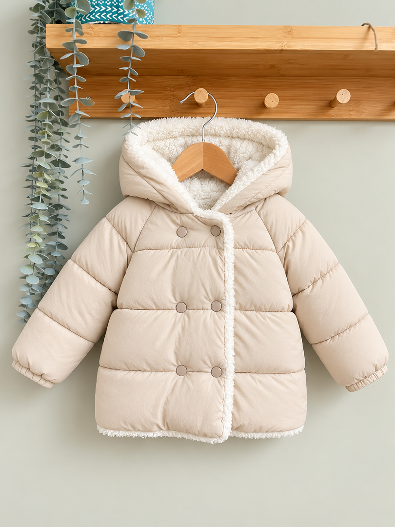 Manteau fille Mango 2 ans beige chaud hiver doudoune capuche