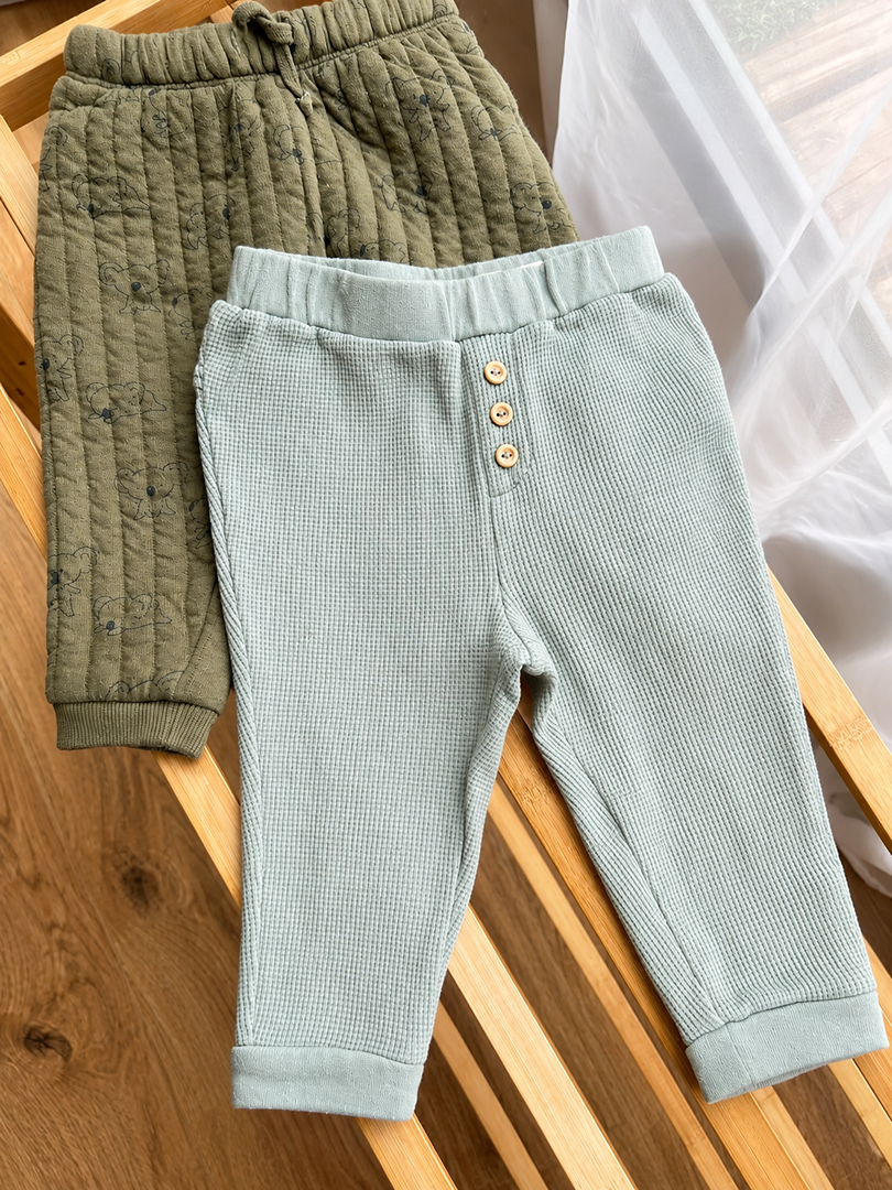 Lot 2 pantalons bébé garçon Kiabi kaki bleu 12 mois