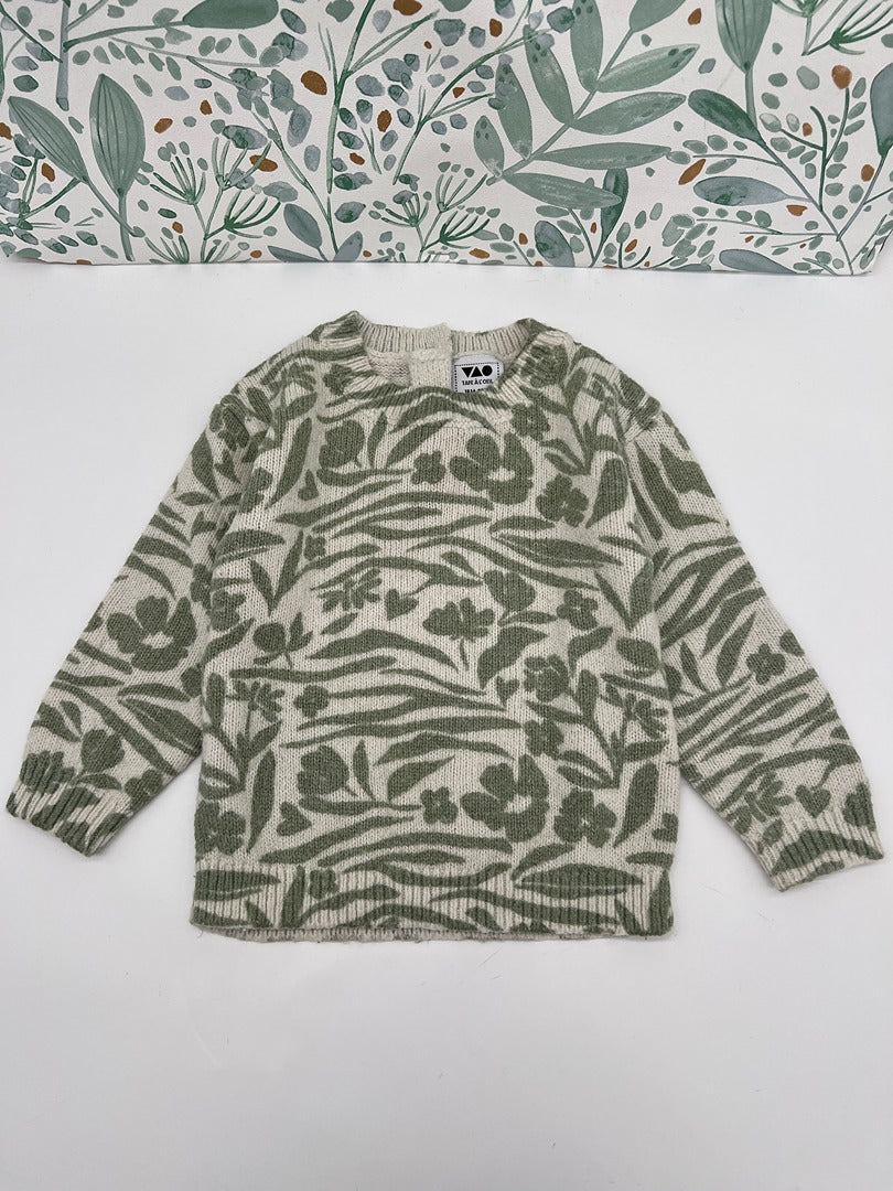 Pull fleuri fille Tape à l'oeil Tao - 18 mois - Vert
