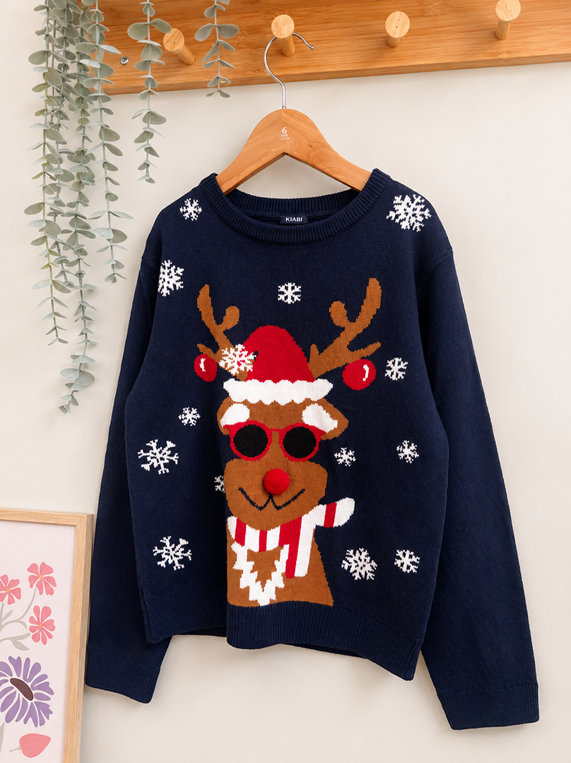 Pull de Noël Kiabi 8 ans garçon hiver manches longues bleu