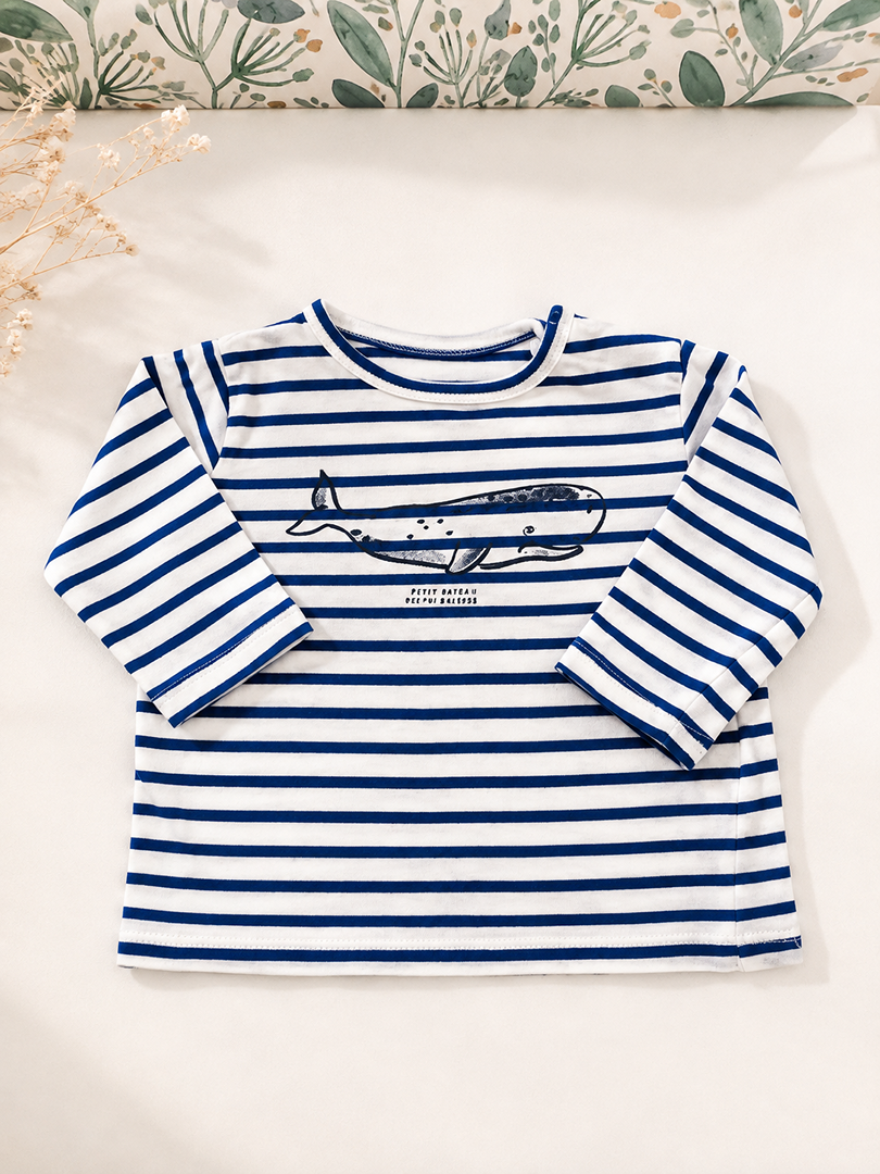 T-shirt Marin Manches Longues Bébé Garçon 9 Mois mi-saison Bout'chou