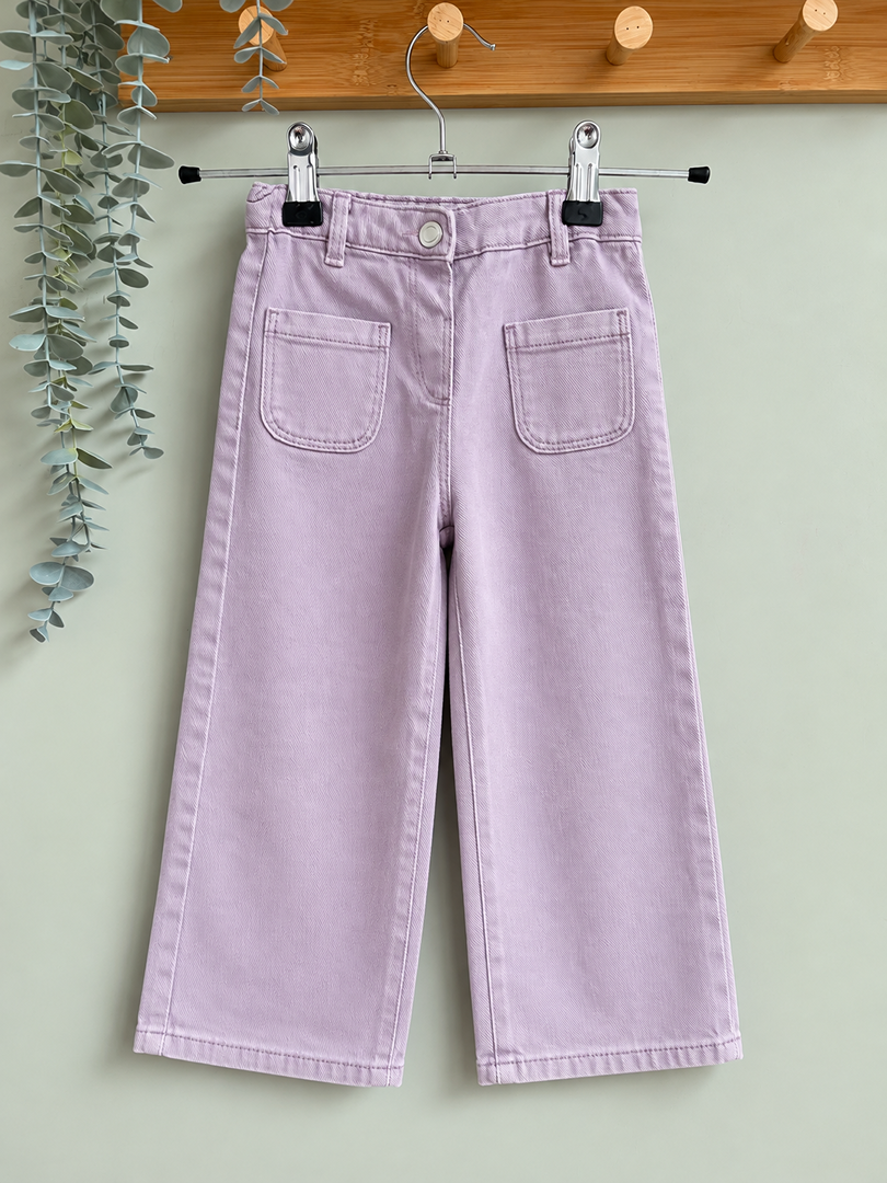 Pantalon jean large fille Gemo lilas mi-saison 3 ans