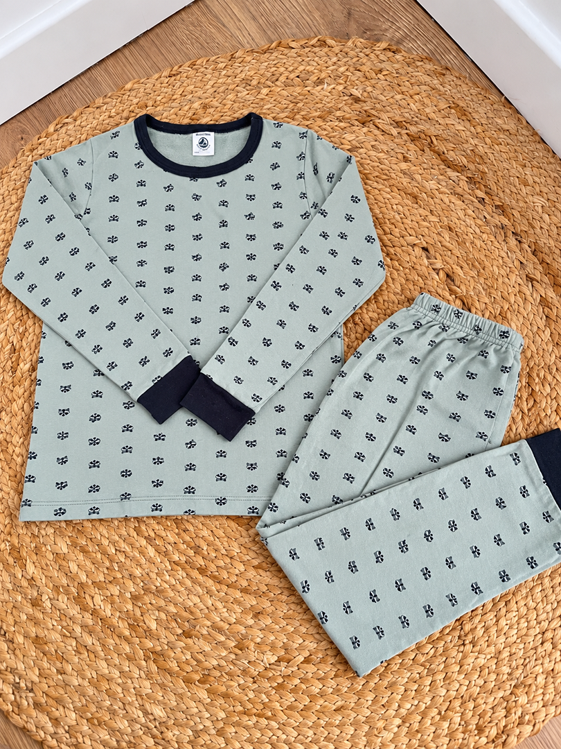Pyjama 2 pièces jersey garçon Petit Bateau 8 ans vert mi-saison manches longues