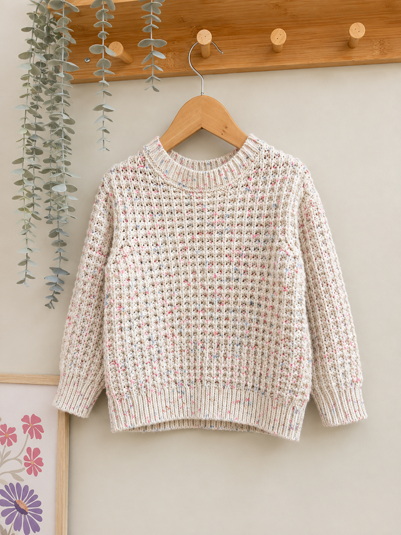 Pull fille U Essentiel 4 ans crème moucheté hiver