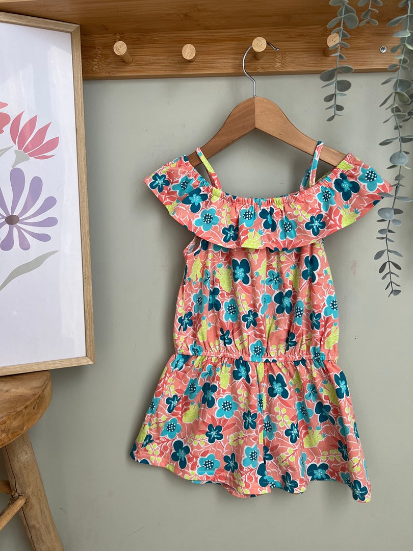 Combishort été fille - 4 ans - Corail fleuri