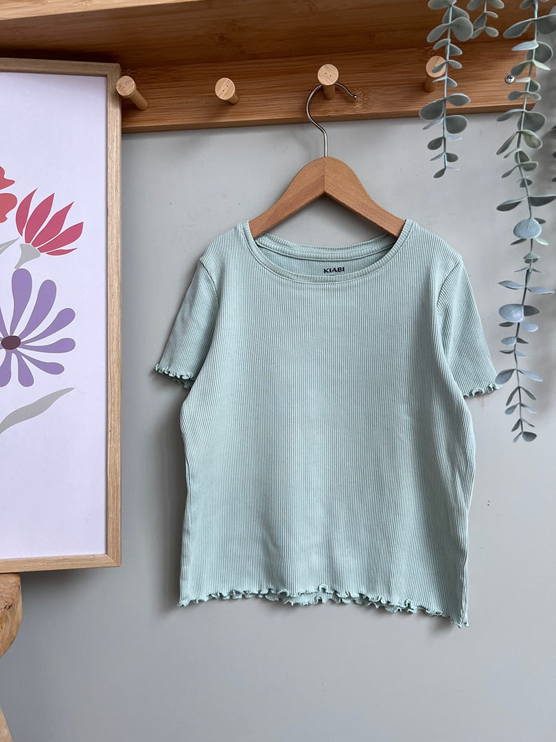 T-shirt Kiabi fille vert menthe côtelé 8 ans manches courtes