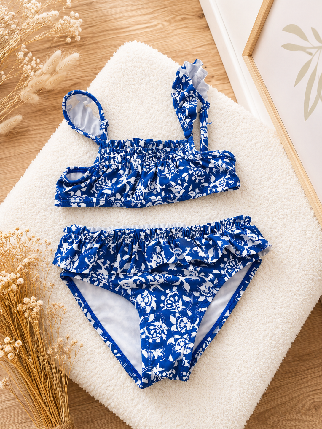 Bikini / Maillot de bain 2 pièces fille vertbaudet - 3 ans - Bleu fleuri