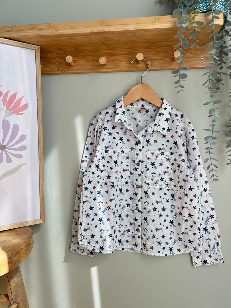 Chemise fille Tao Tape à l'oeil - 6 ans - Blanc imprimé étoiles