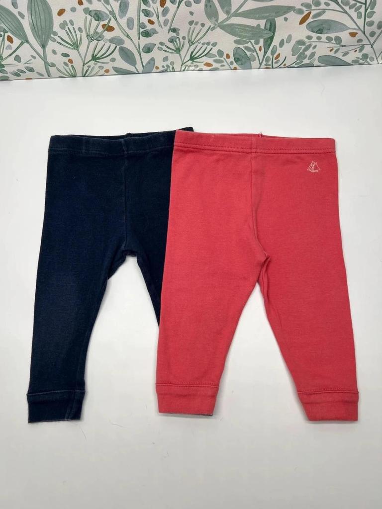 Lot 2 leggings rose bleu fille - Petit Bateau 6 mois