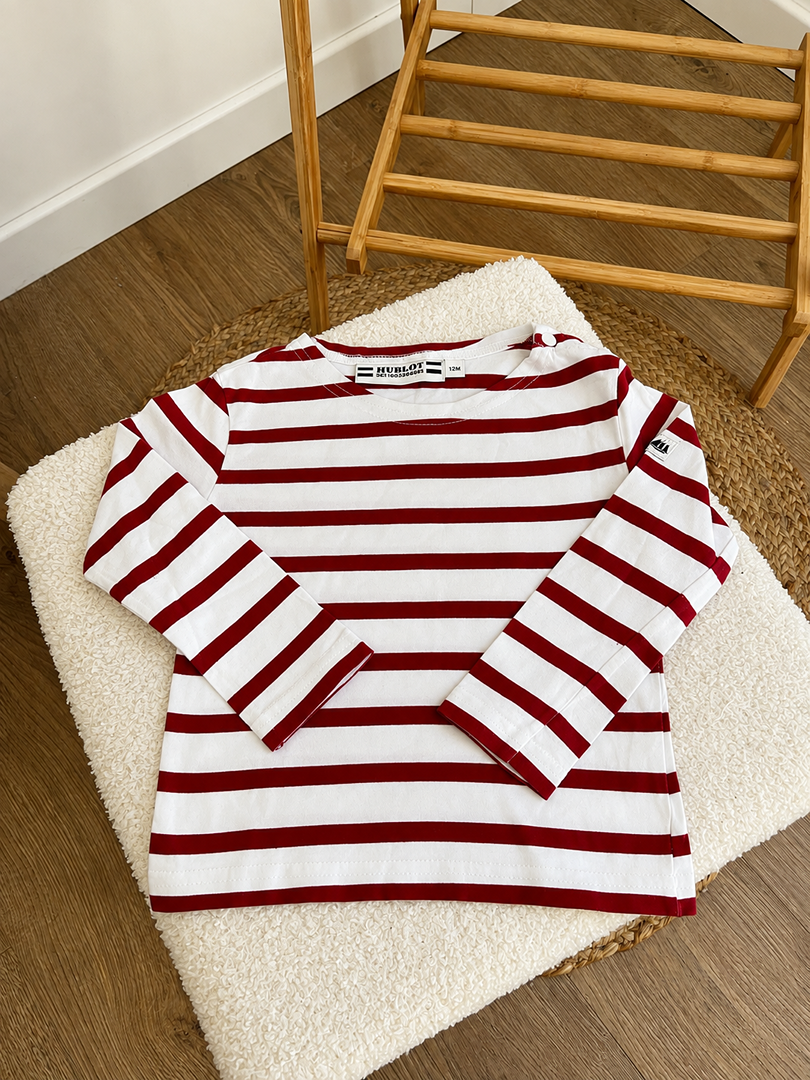T-shirt marinière rayé manches longues Hublot 12 mois rouge blanc garçon mi-saison