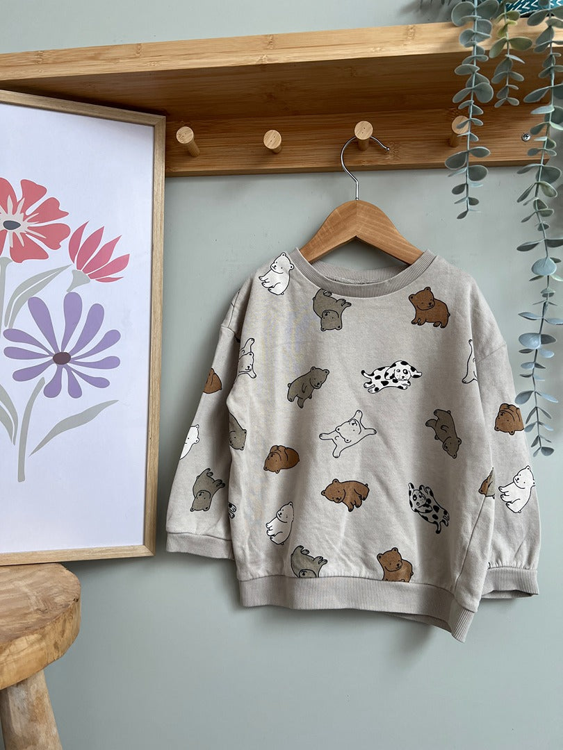 Sweat H&m 4 ans garçon beige animaux manches longues mi-saison