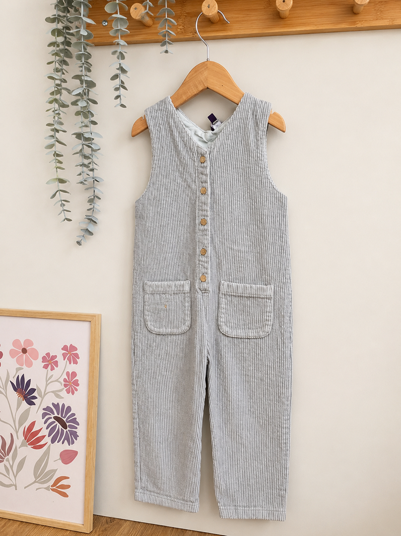 Salopette Sergent Major 3 ans velours côtelé gris fille