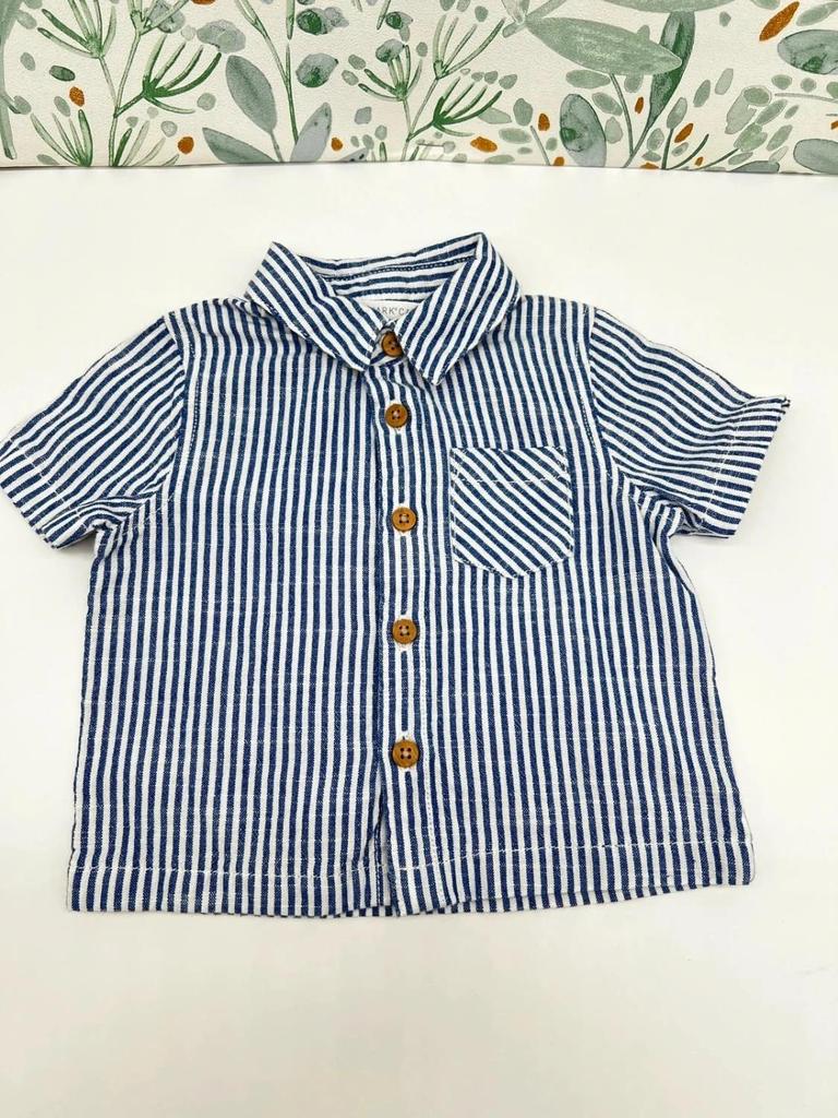 Chemise à rayures manches courtes été - Primark 1 mois 3 mois garçon - rayé bleu blanc