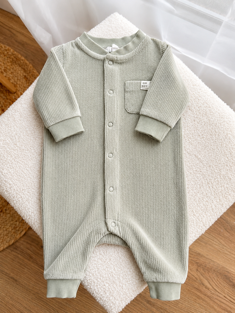 Combinaison pyjama 1 pièce bébé garçon Cuddles and Smiles vert kaki 1 mois mi-saison manches longues
