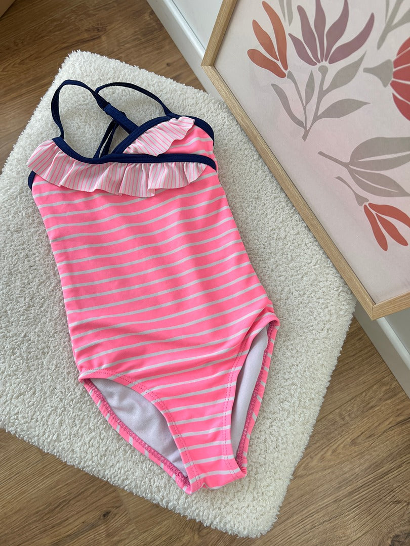 Maillot de bain 1 pièce fille piscine ou mer Zeeman - 2 ans 3 ans 92 cm - Rose rayé blanc
