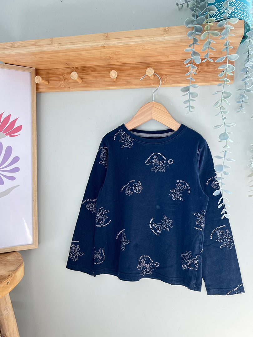 T-shirt manches longues garçon Kiabi - 6 ans - Bleu marine