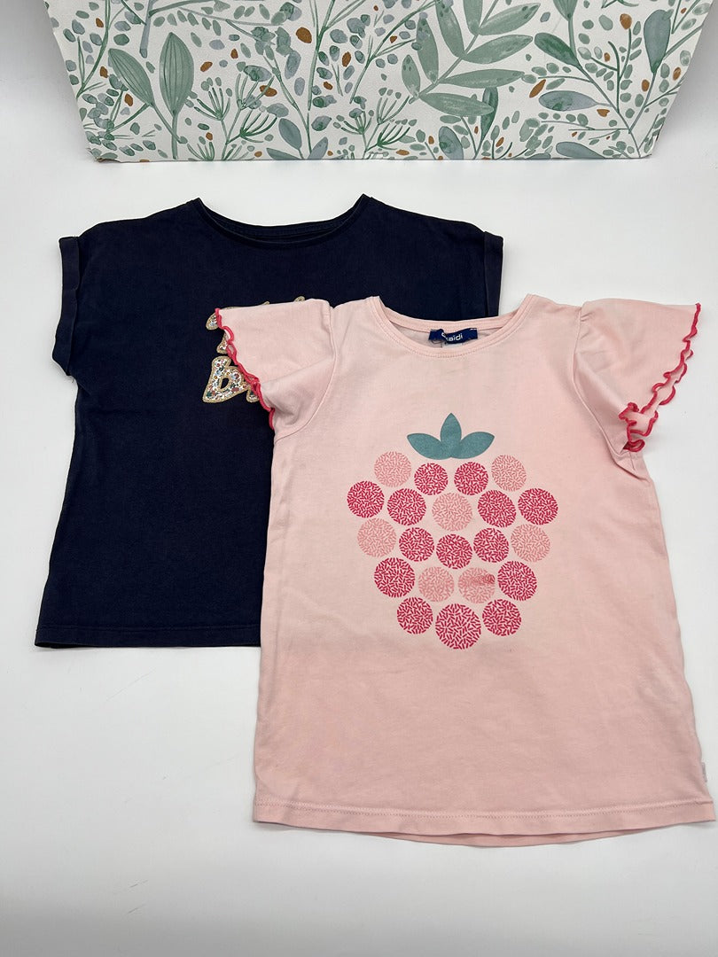 Lot 2 t-shirts fille Okaïdi 6 ans manches courtes été