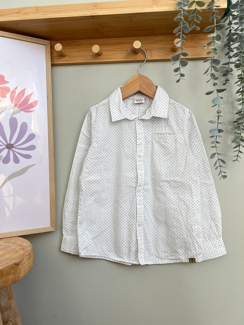 Chemise garçon Tape à l'oeil Tao 5 ans blanche pois mi-saison