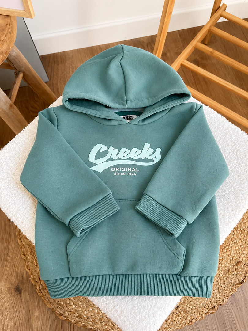 Sweat à capuche vert Creeks 9 mois garçon manches longues