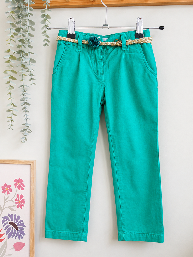 Pantalon fille vert Tex 4 ans 5 ans coton chic mi-saison