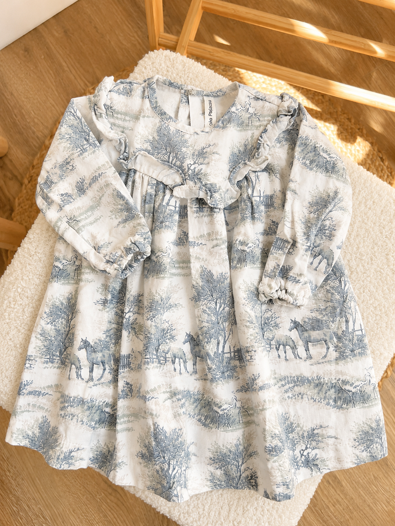 Robe manches longues Lola Palacios 12 mois fille mi-saison blanche