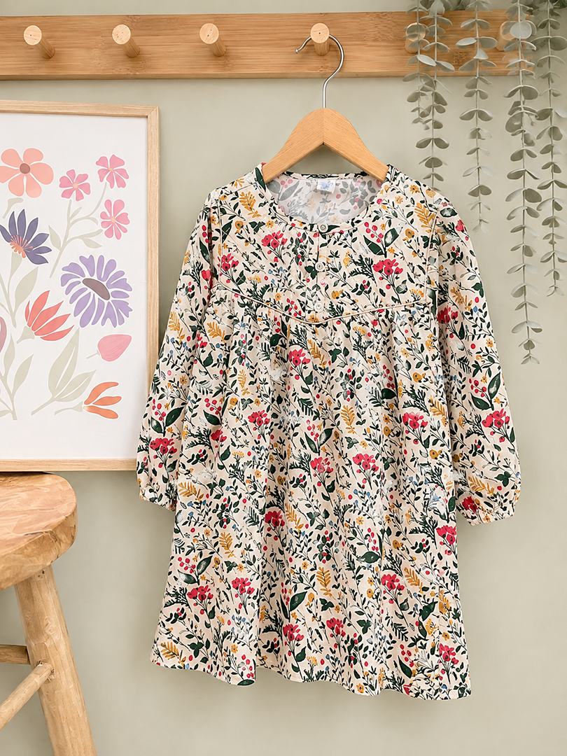 Robe Fille 2 ans Manches Longues mi-saison U Tout Petits fleurie