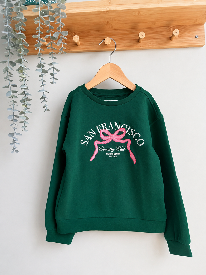 Sweat-shirt pull vert fille Gemo hiver manches longues 8 ans
