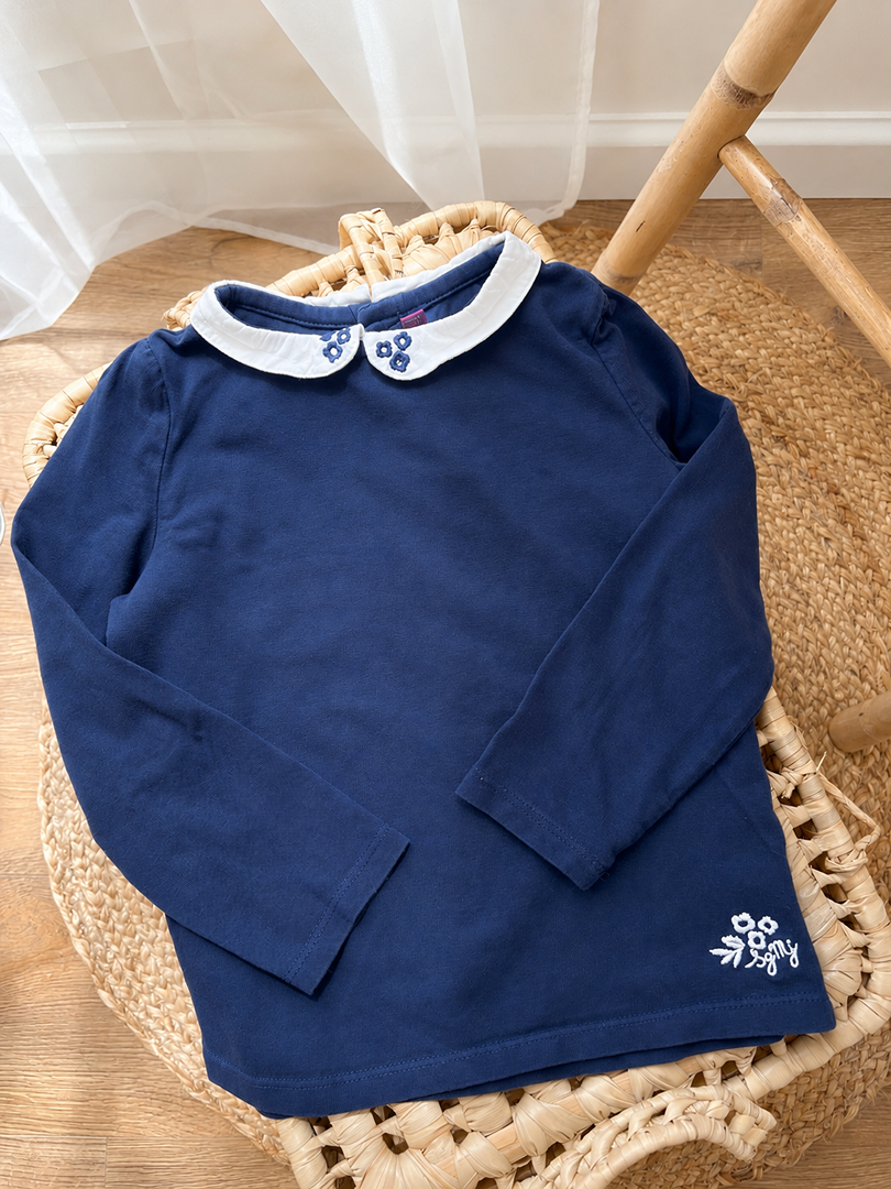 T-shirt Sergent Major 5 ans bleu fille manches longues joli col