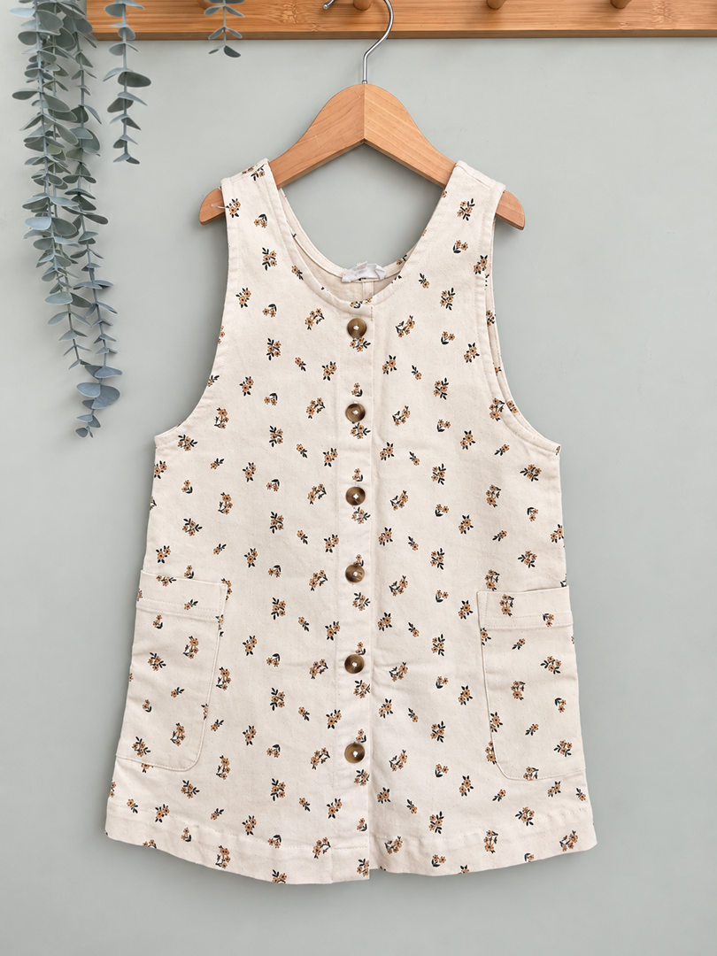 Robe salopette fille Cadet Rousselle fleurie mi-saison 6 ans