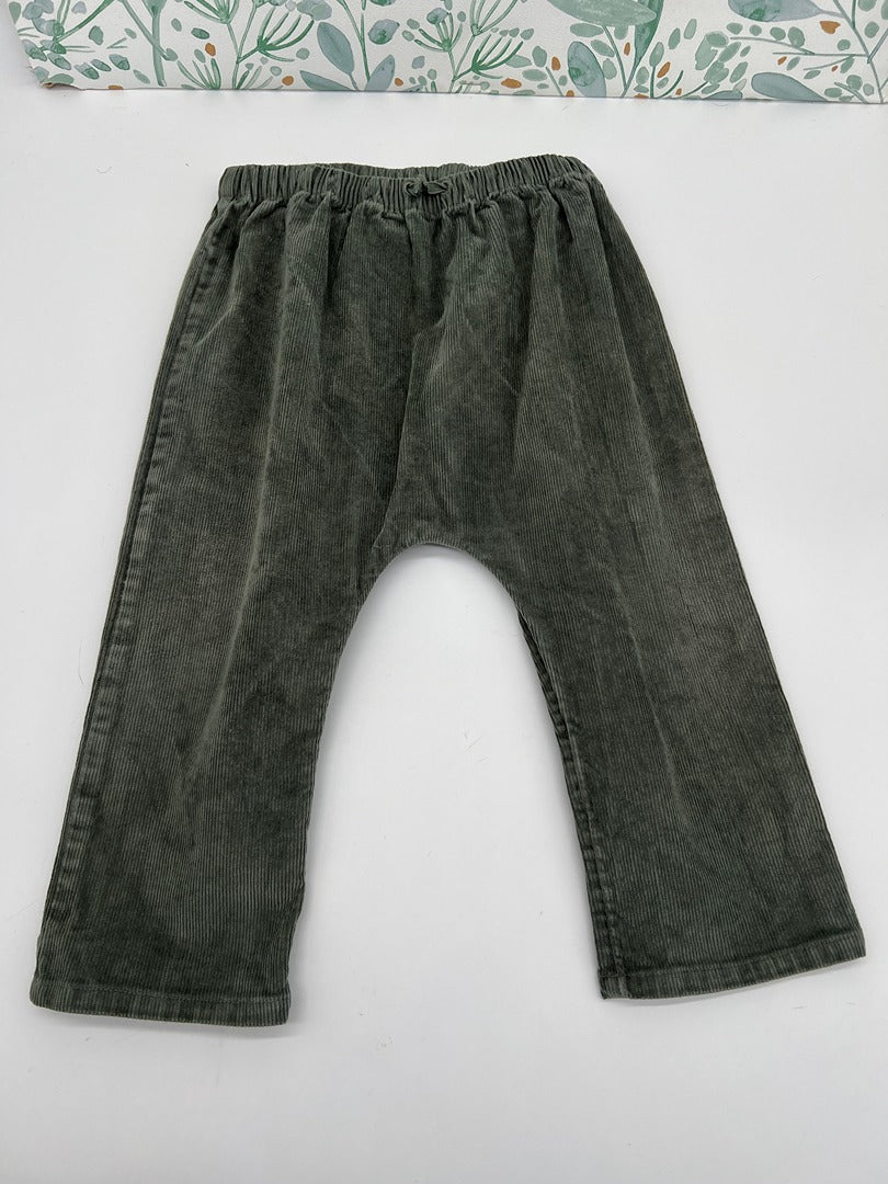 Pantalon sarouel Cyrillus 2 ans vert velours côtelé garçon mi-saison