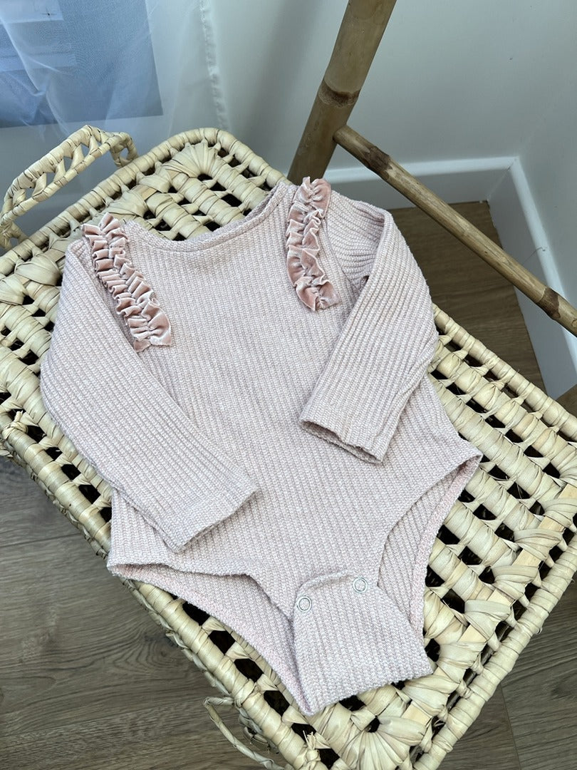Body côtelé Zara rose fille manches longues mi-saison correspond à 12 mois