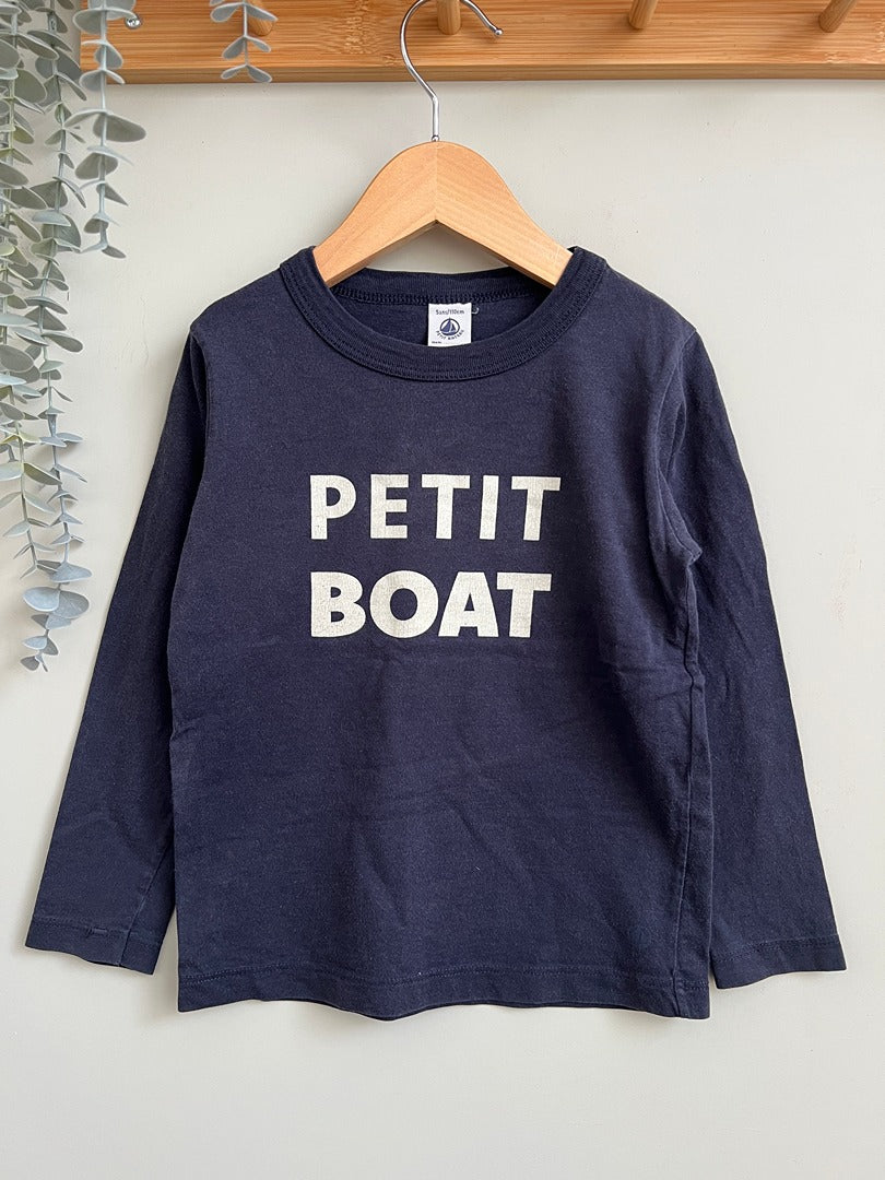 T-shirt manches longues garçon Petit Bateau bleu mi-saison 5 ans