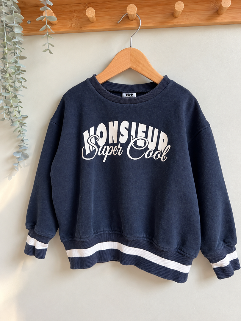 Sweat-shirt pull garçon Tape à l'oeil bleu marine hiver manches longues 3 ans