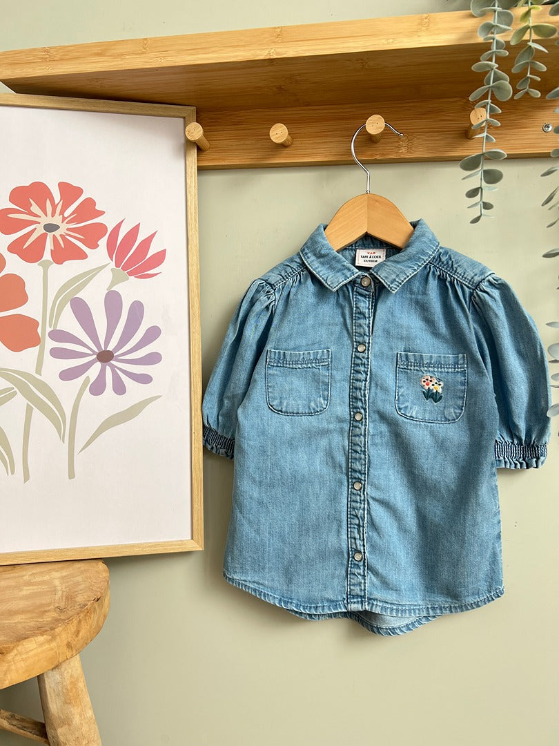 Chemise en jean Tape à l'œil fille 5 ans été manches courtes bleue