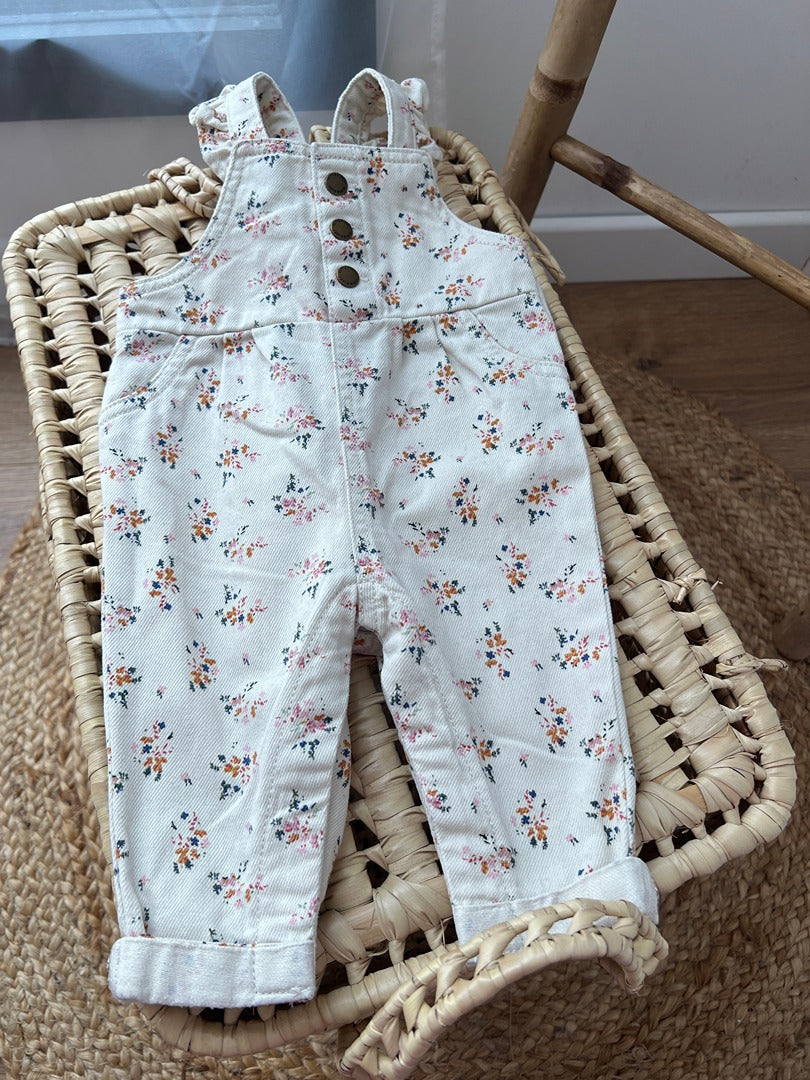 Salopette fille Vertbaudet 3 mois fleurs crème mi-saison