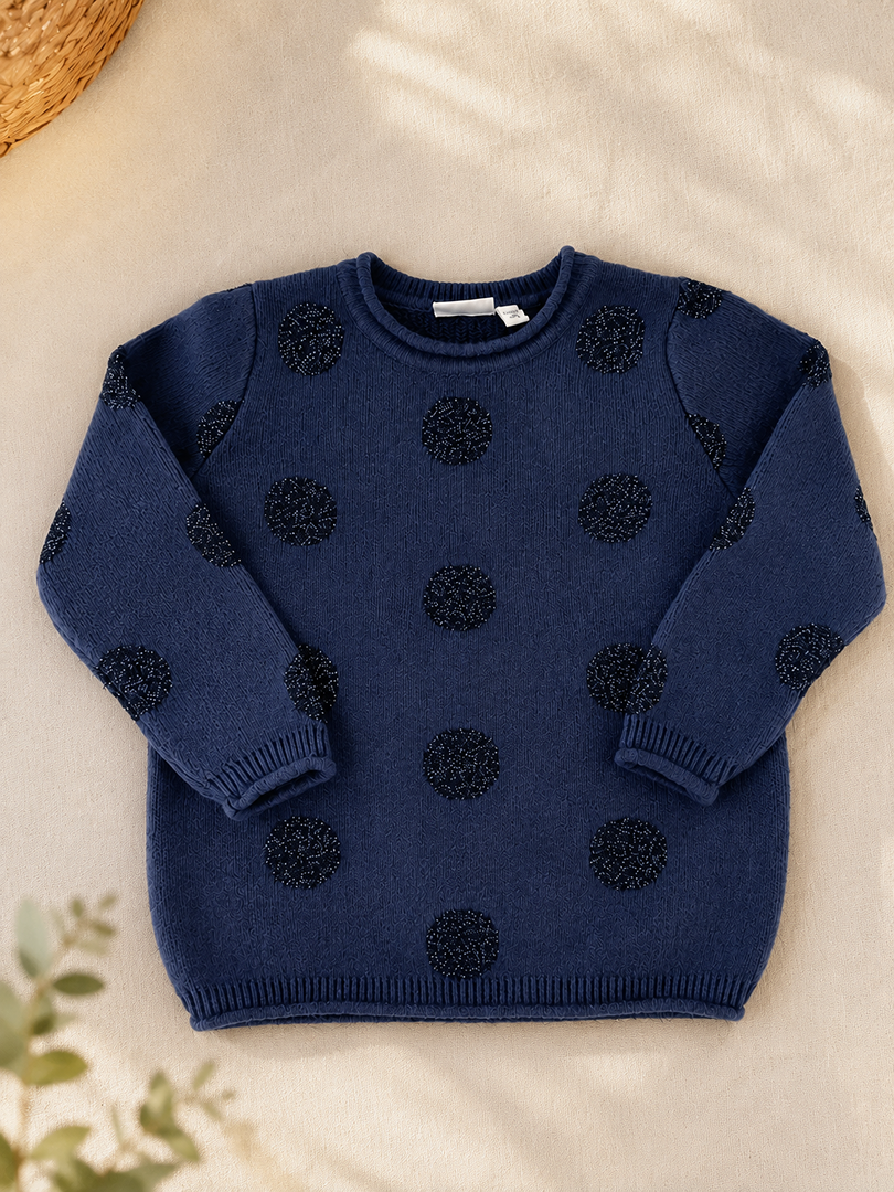 Pull à pois Fille Name It correspond à un 18 mois 80 cm Hiver Manches Longues Bleu